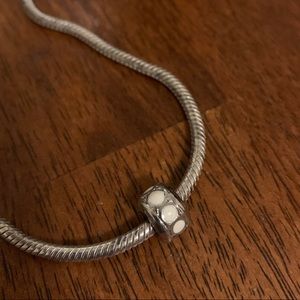 Silver and White Dot Pandora Charm (1/2)